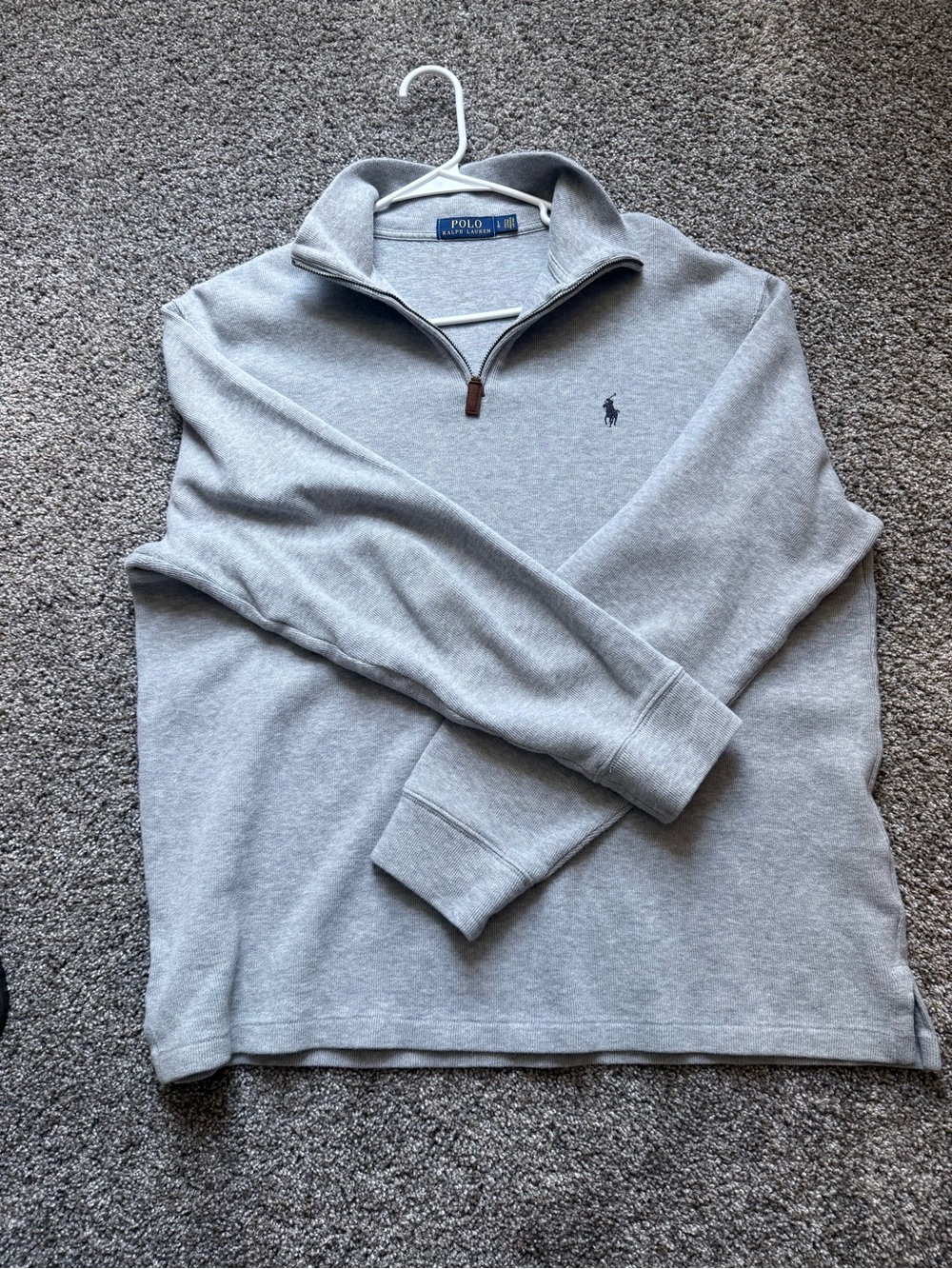 Polo by Ralph Lauren Light Gray Quarter-Zip Sweater